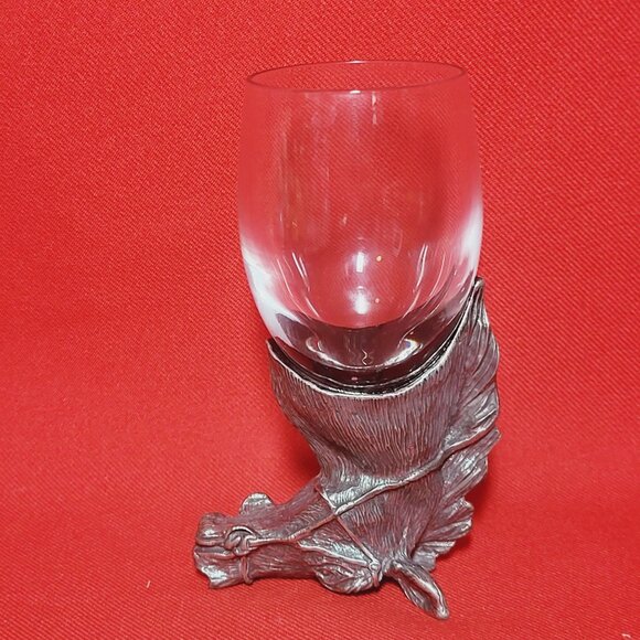 Vintage Frankli Wild Pewter Horse Head Shot Glass - Picture 3 of 13